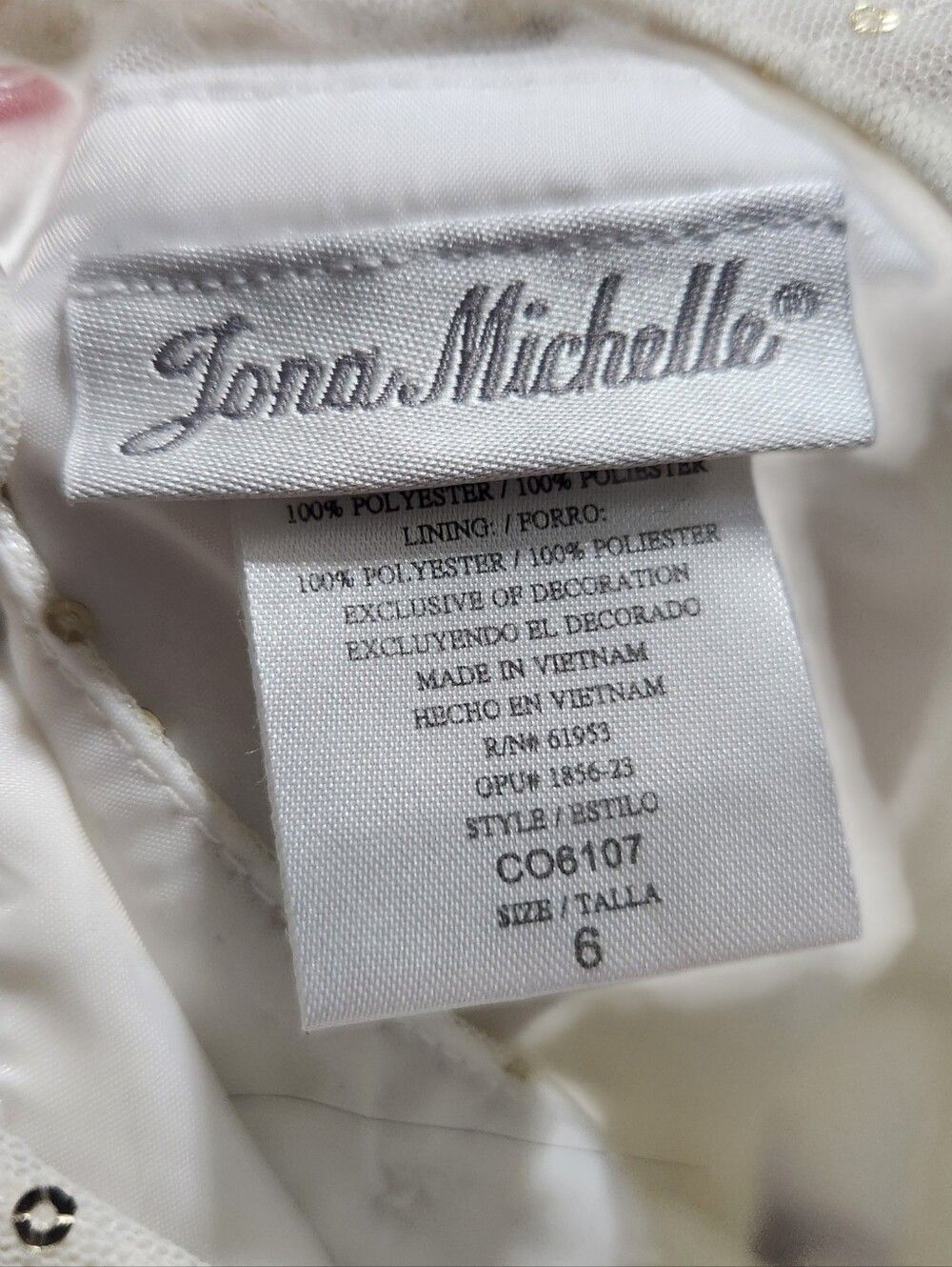 Jona Michelle Dress Size 6 Ivory Gold Sleeveless Full Long Flower Girl - Picture 6 of 8